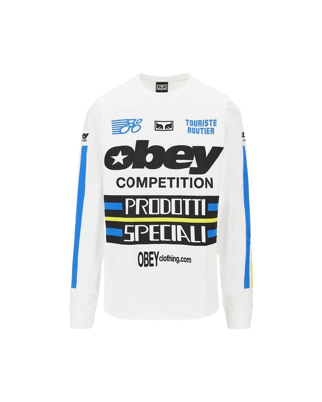 Obey White 'Competition Classic Ls' Cotton T-Shirt for men