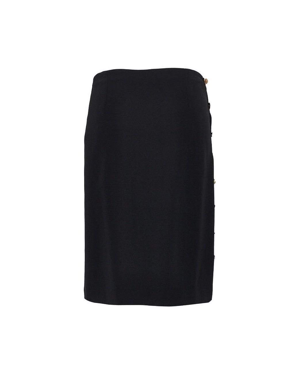 Versace Black Stretch Viscose Skirt With Medusa Buttons