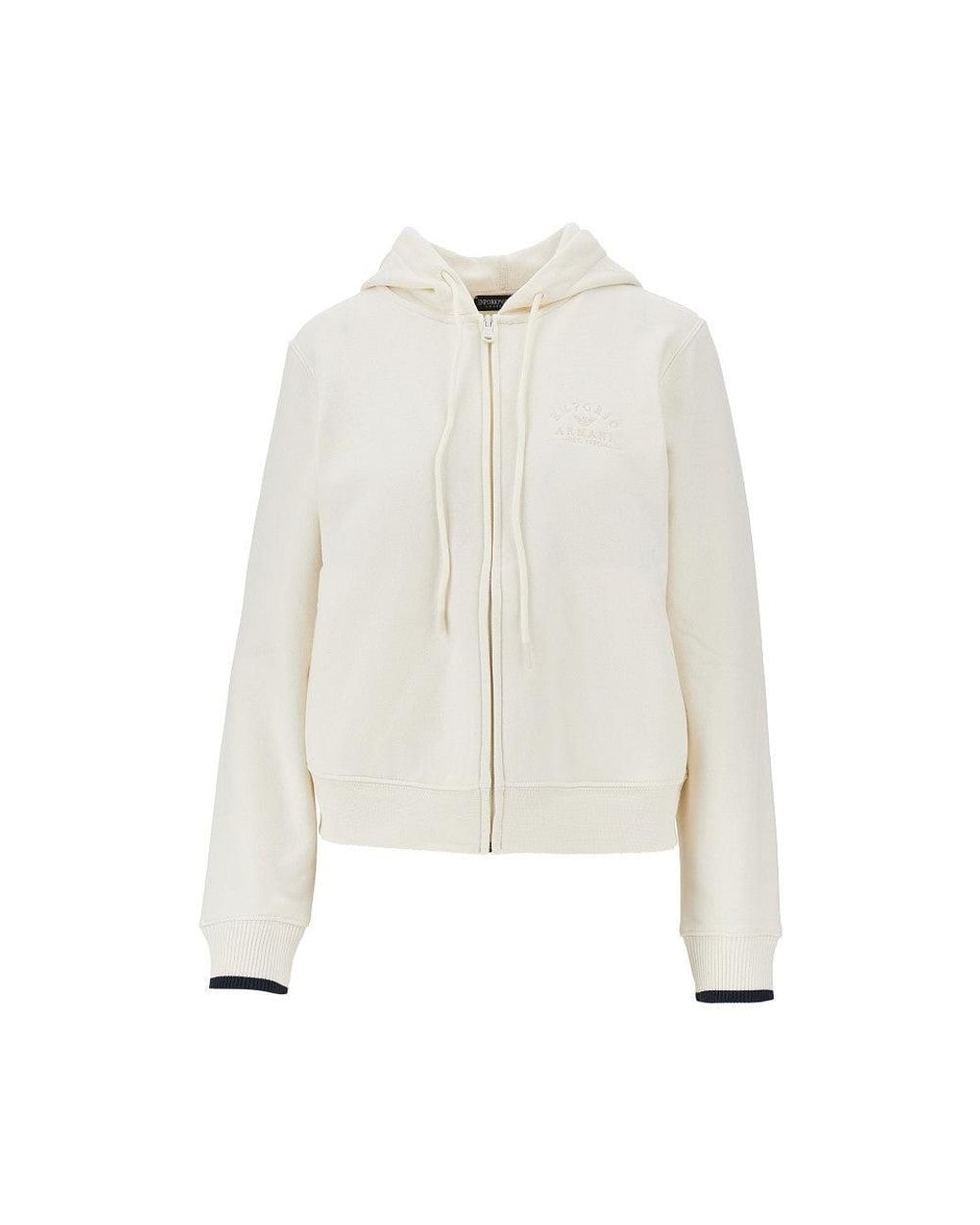 EA BODYWEAR White Logo Embroidery Full-Zip Hoodie