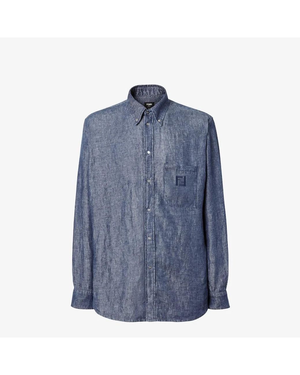 Fendi Blue Denim Shirt for men