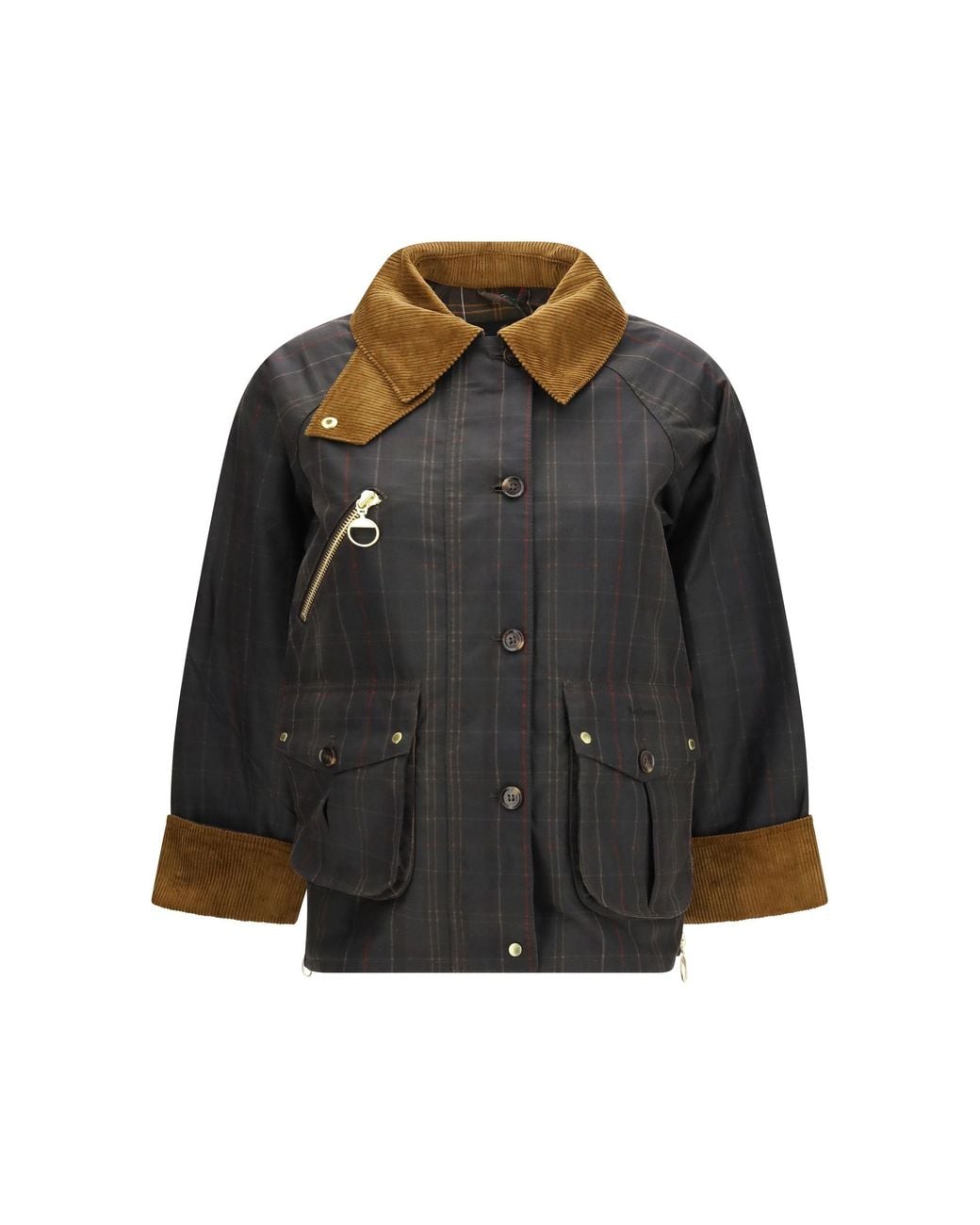 Barbour Black Marena Check Waxed Jacket Classic Tartan