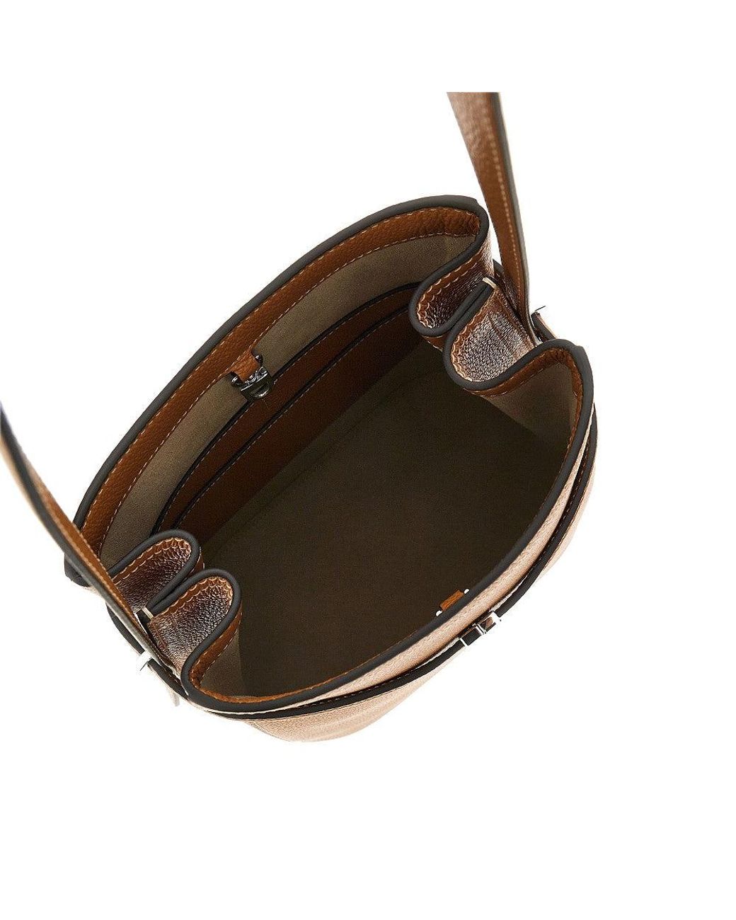 Totême Brown Grained Leather Belted Bucket Bag