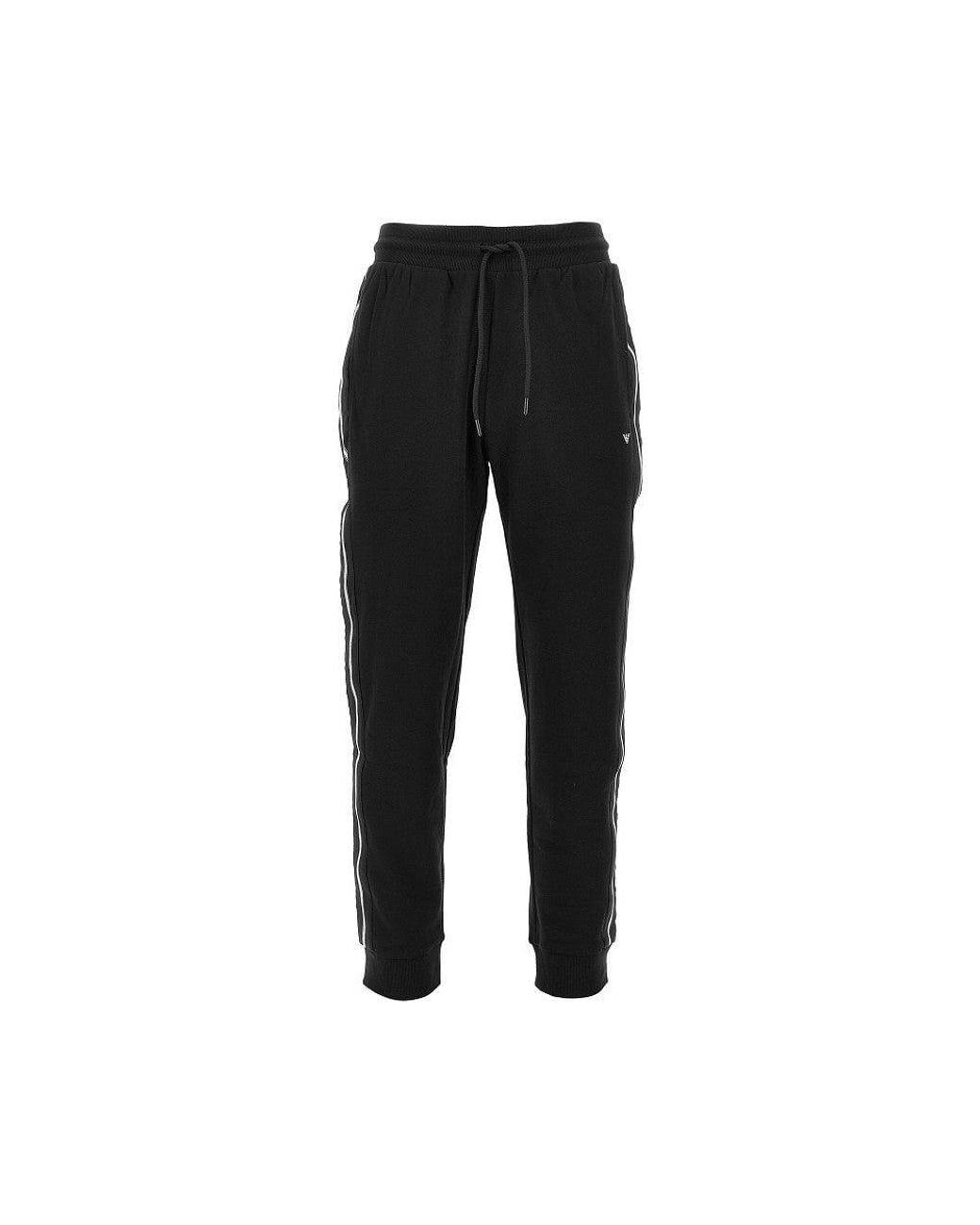 EA BODYWEAR Black French Terry Loungewear Pants for men
