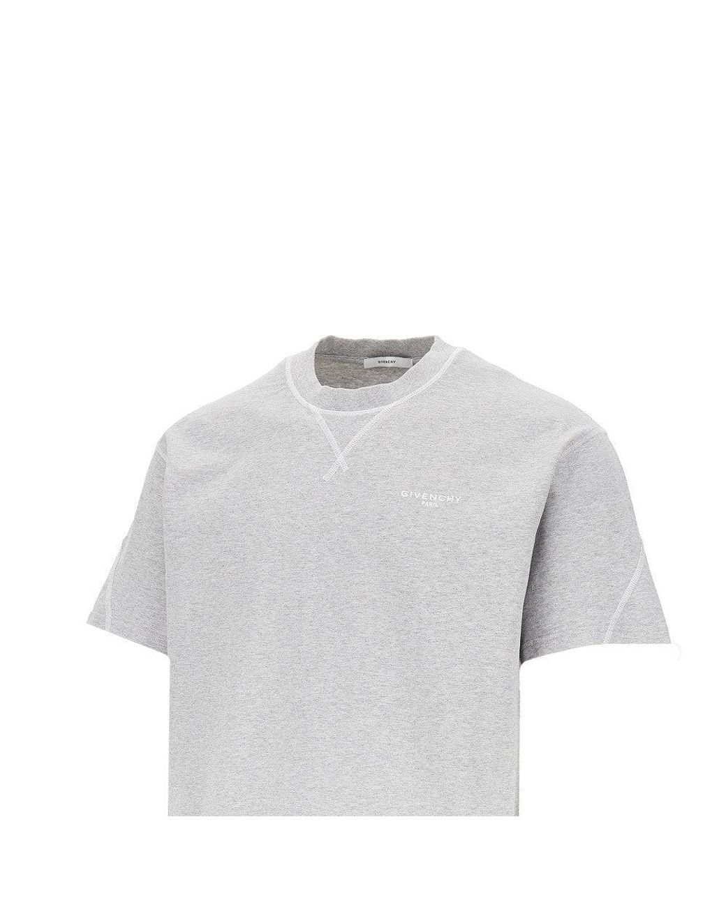 Givenchy Gray 'Couture Seam' Cotton T-Shirt for men