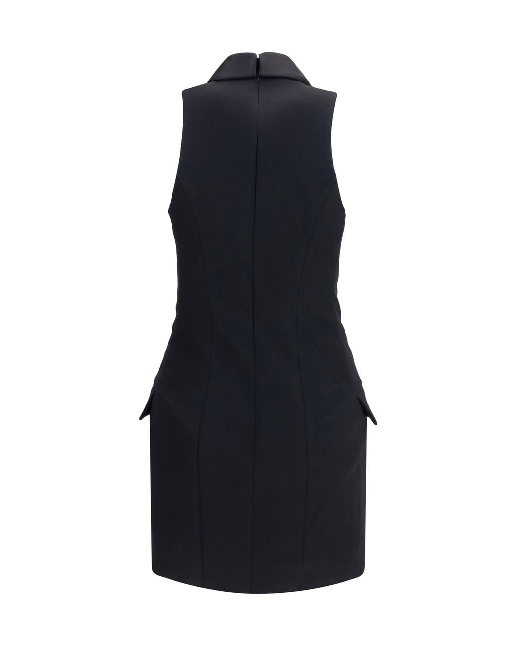 Balmain Black Grain De Poudre Belted Dress