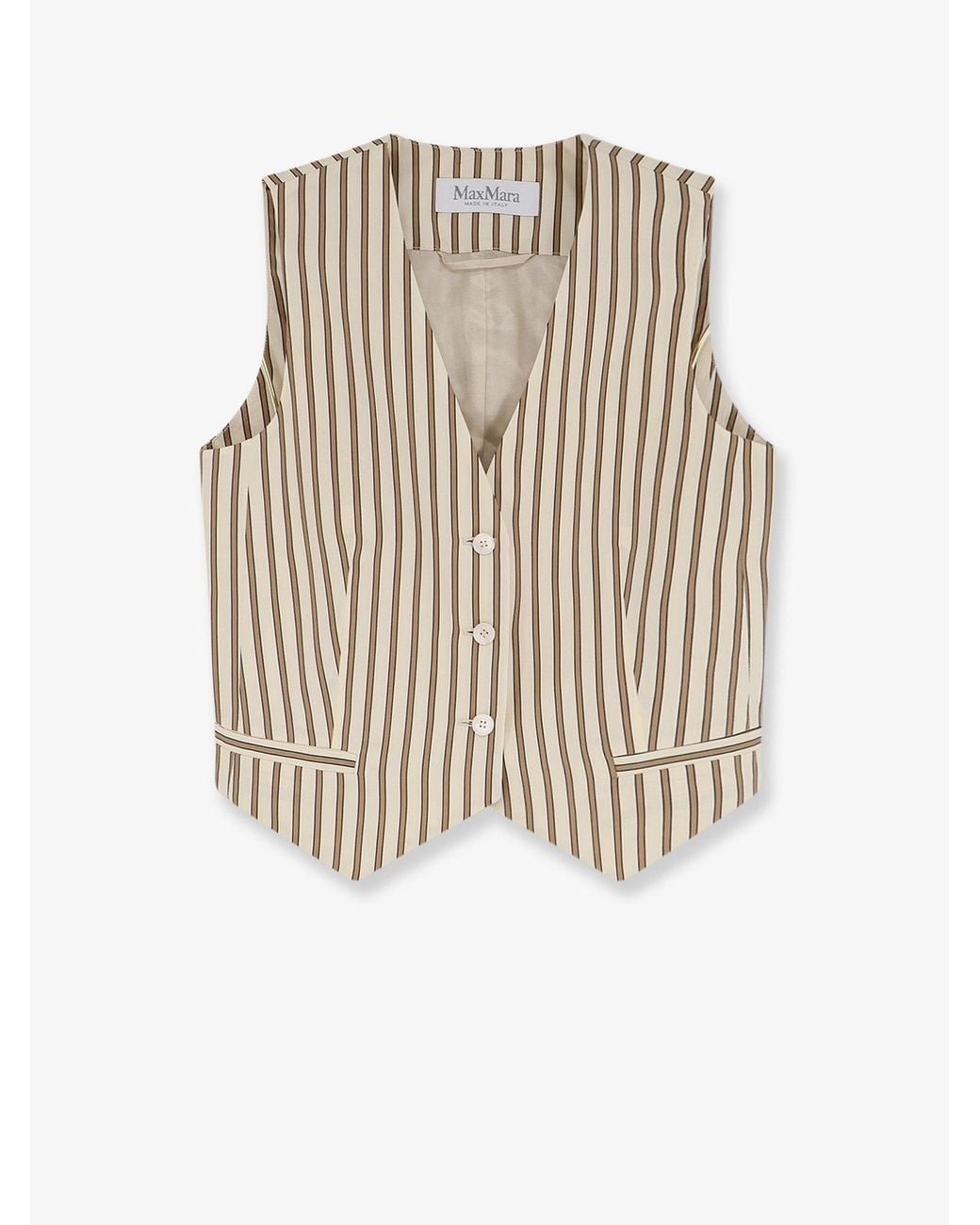 Max Mara White Mxmfauno Striped Cotton And Silk Vest