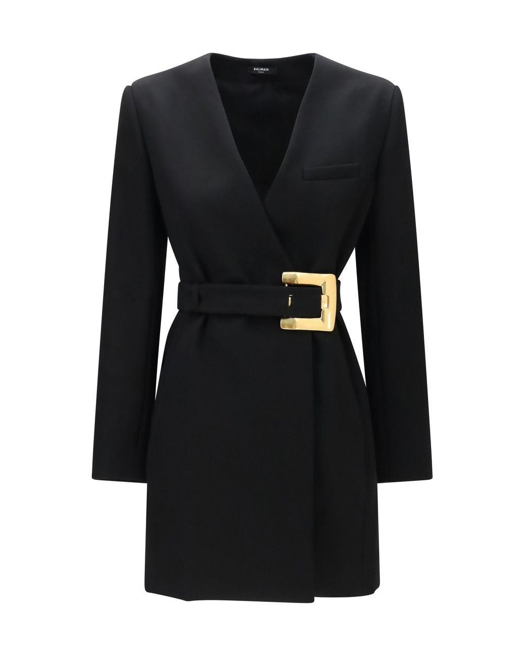 Balmain Black Grain De Poudre Blazer With Belt