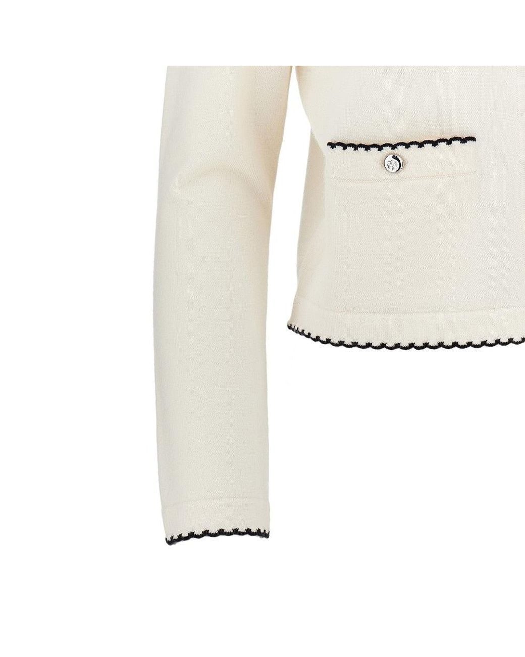 Tory Burch Natural 'Kendra' Cardigan With Scalloped Edges