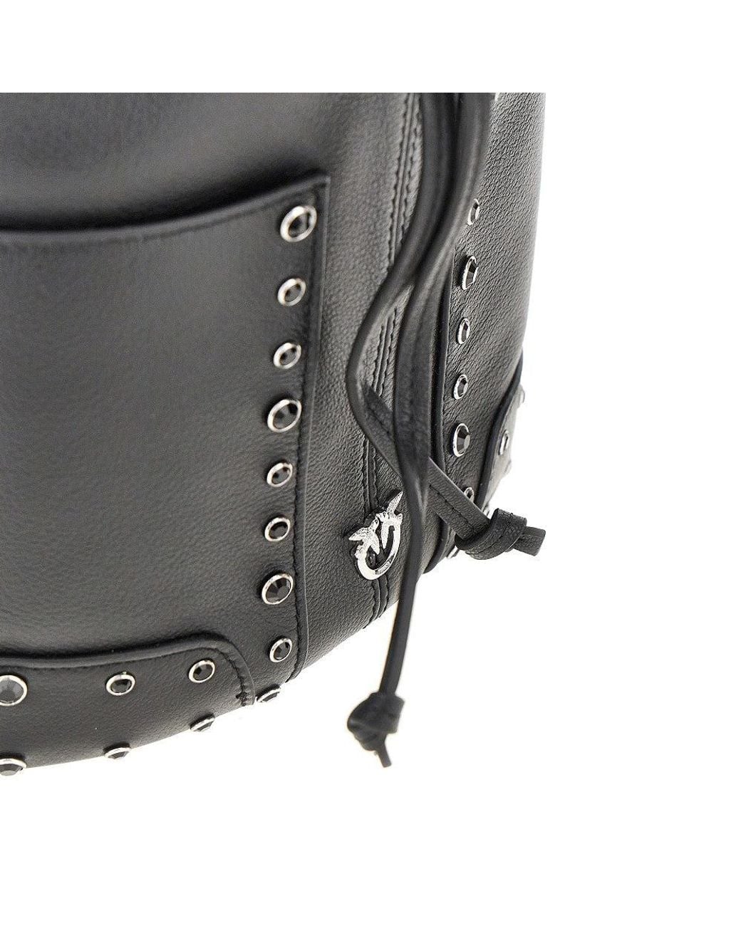 Pinko Black 'Bucket Mini' Leather Bag