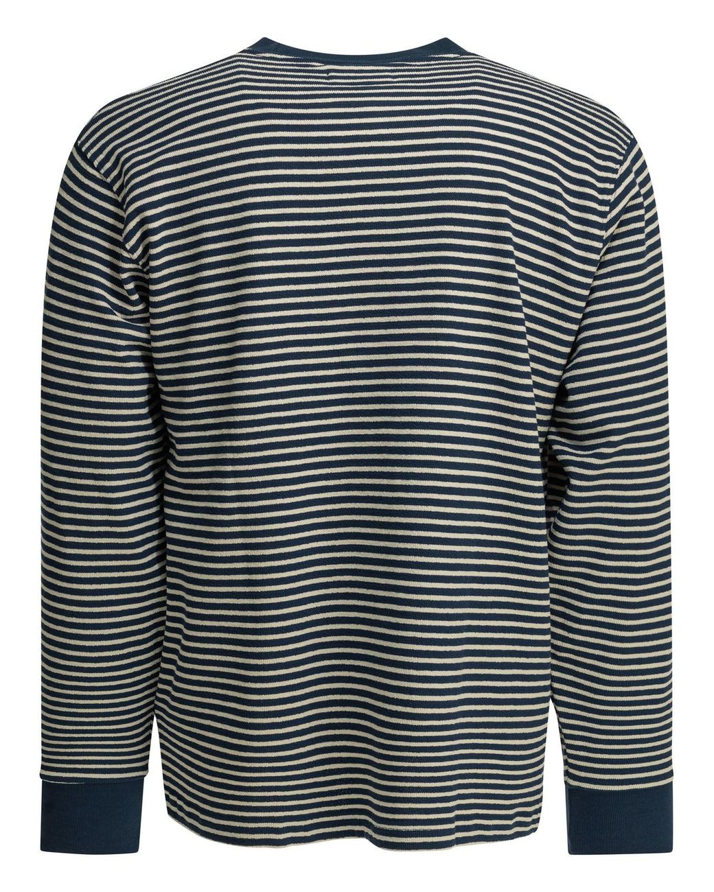 Beams Plus Gray Striped Crewneck T-Shirt for men
