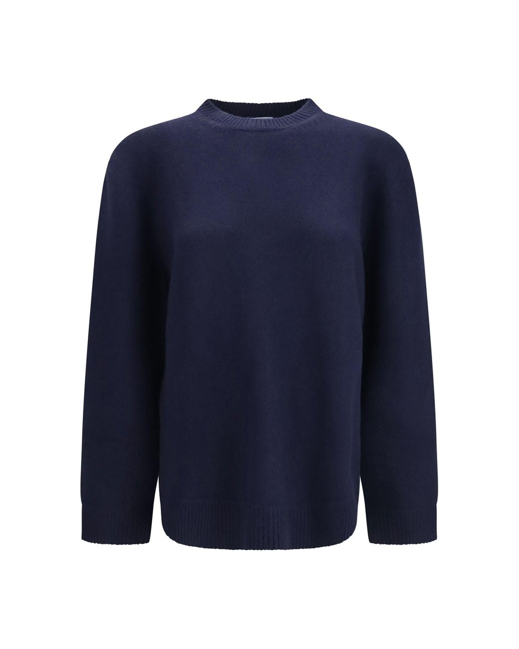 Prada Blue Crewneck Sweater With Suede Elbow Patches