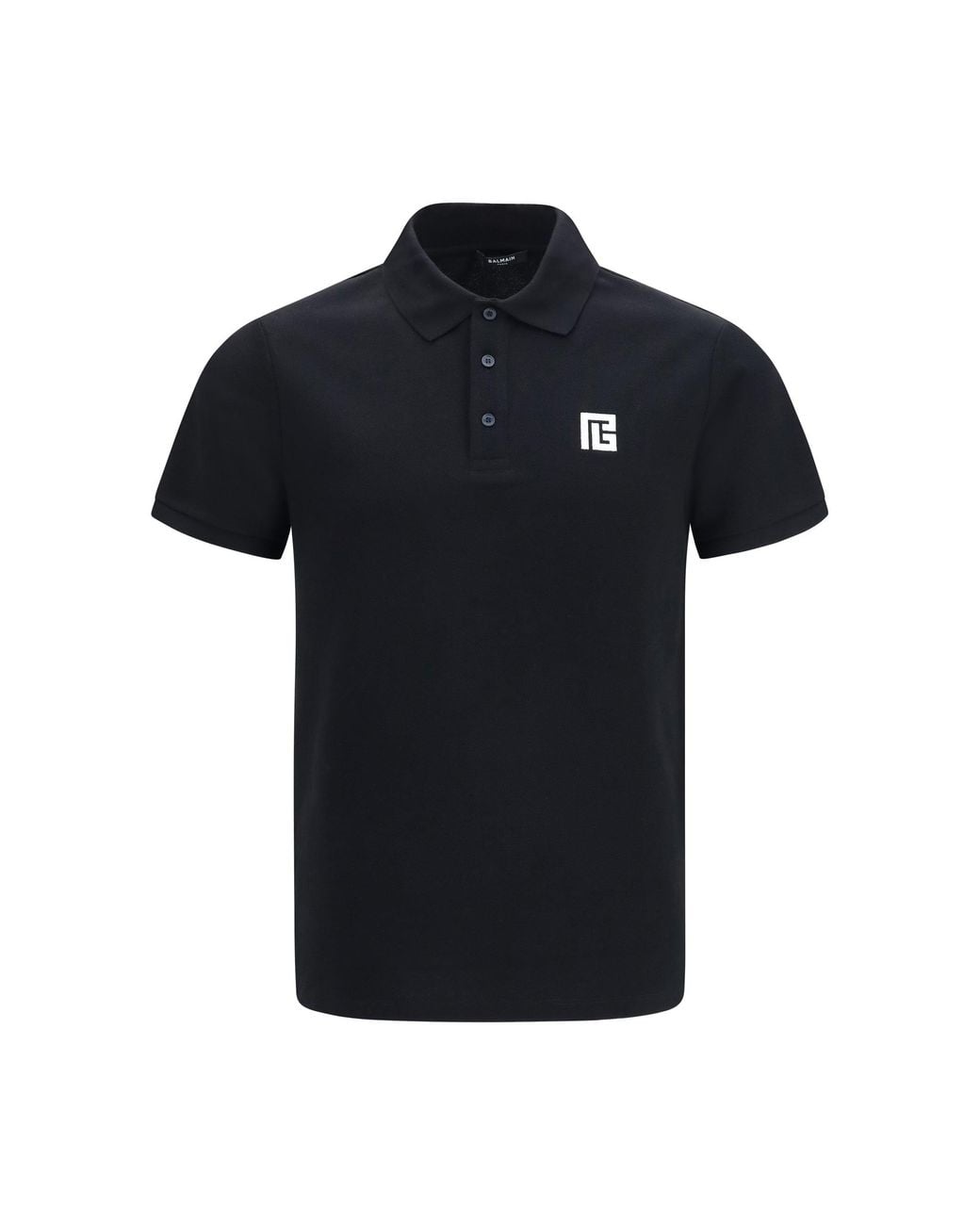Balmain Black Polo Shirt Pb Embroidered for men