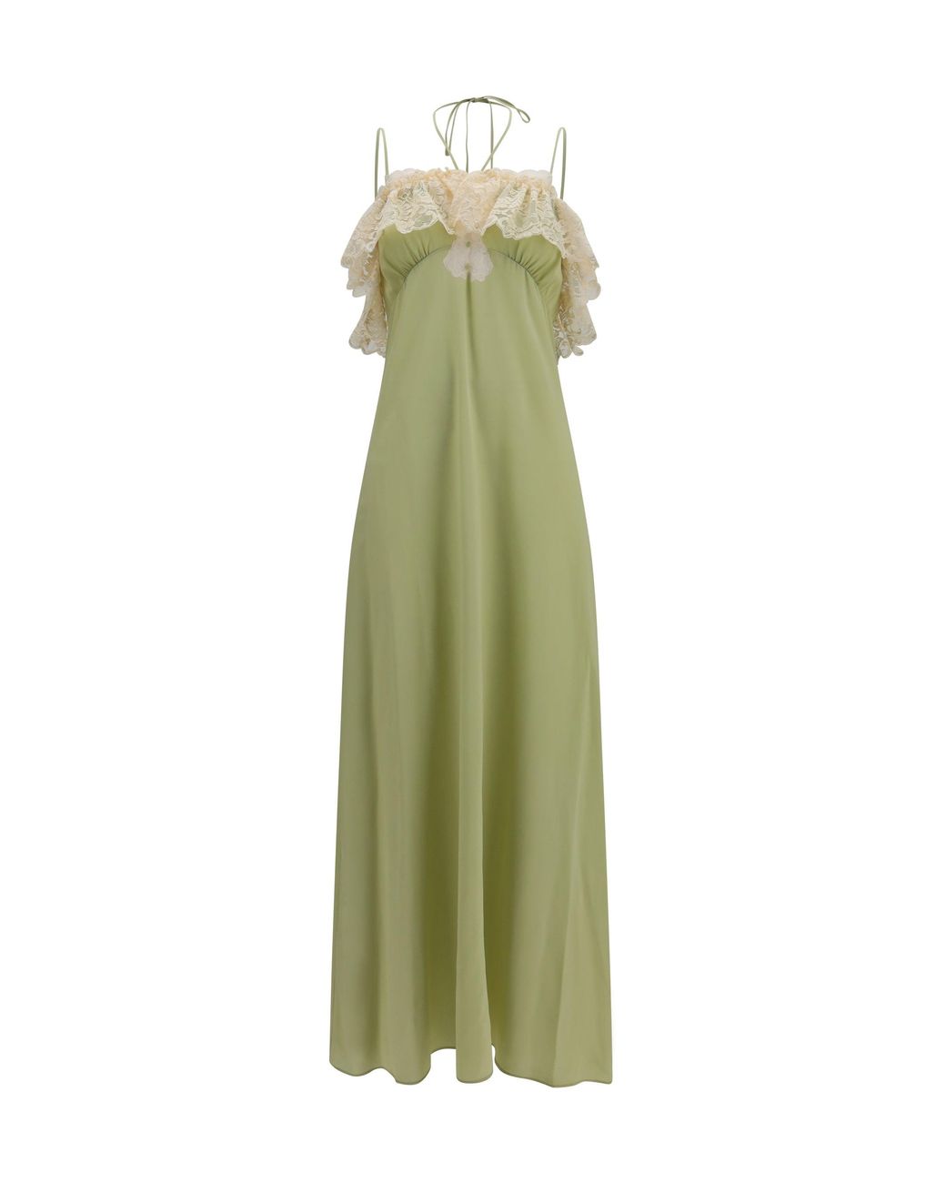 Chloé Green Chloé Silk Dress With Lace Details