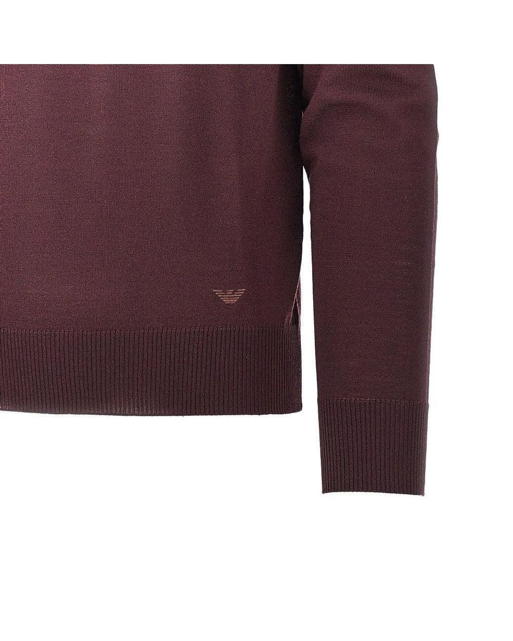 Emporio Armani Purple Fine Knit Polo Sweater for men
