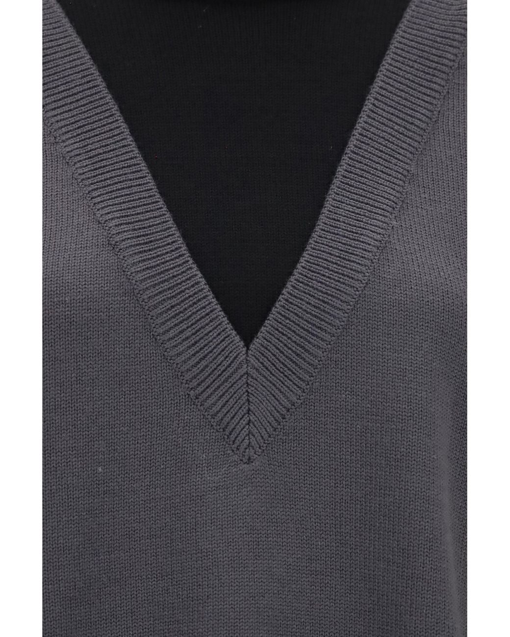 MM6 by Maison Margiela Gray Two-Tone High-Neck Sweater-Dark