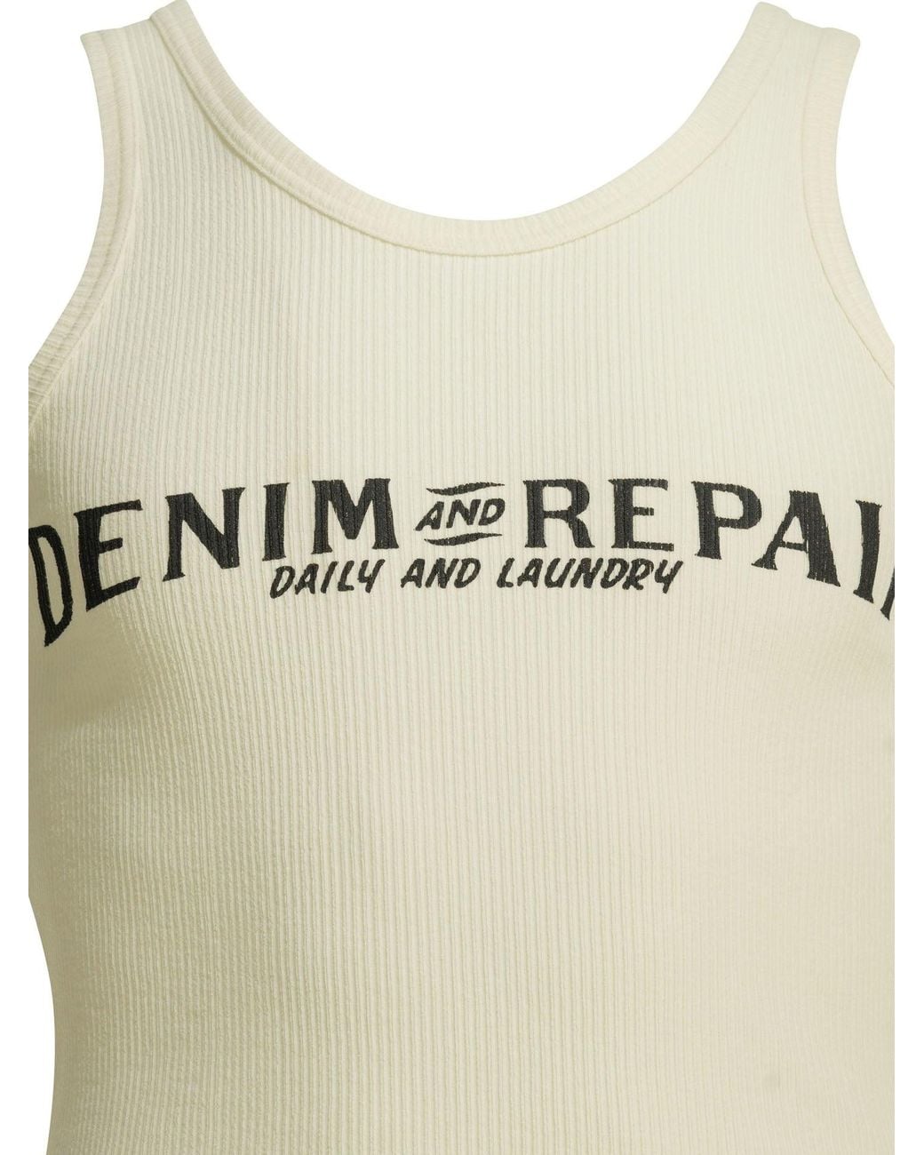 Kapital White Denim Repair Tank Top for men