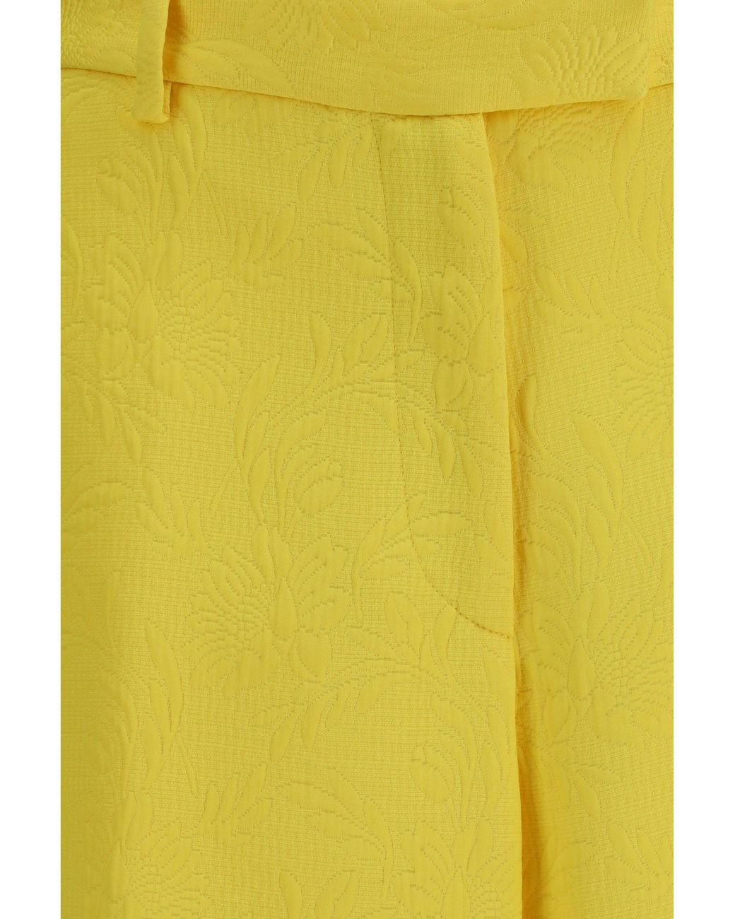 Dries Van Noten Yellow Wide-Leg Pants With All-Over Jacquard Pattern