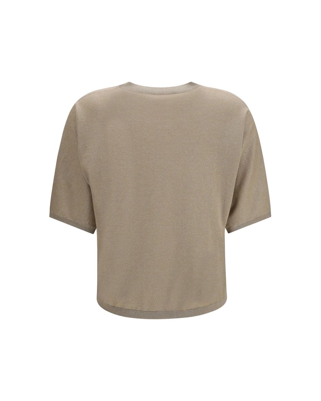 Brunello Cucinelli Natural Short-Sleeve Cashmere And Silk Sweater
