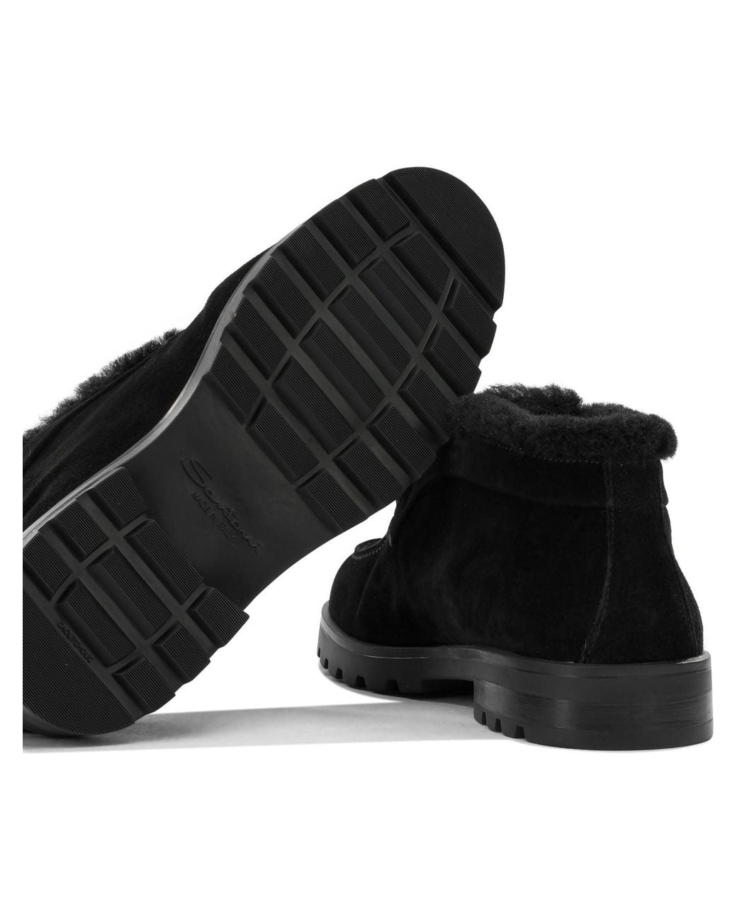 Santoni Black Desert Loafers