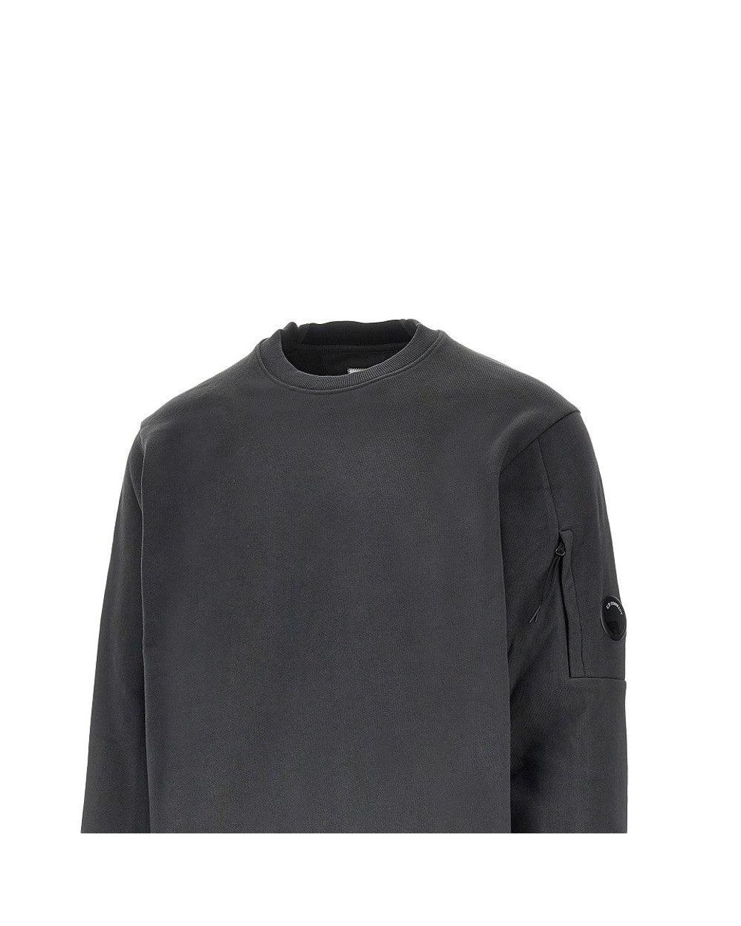 C P Company Gray Crewneck Cotton Sweatshirt With Nfc Lens for men
