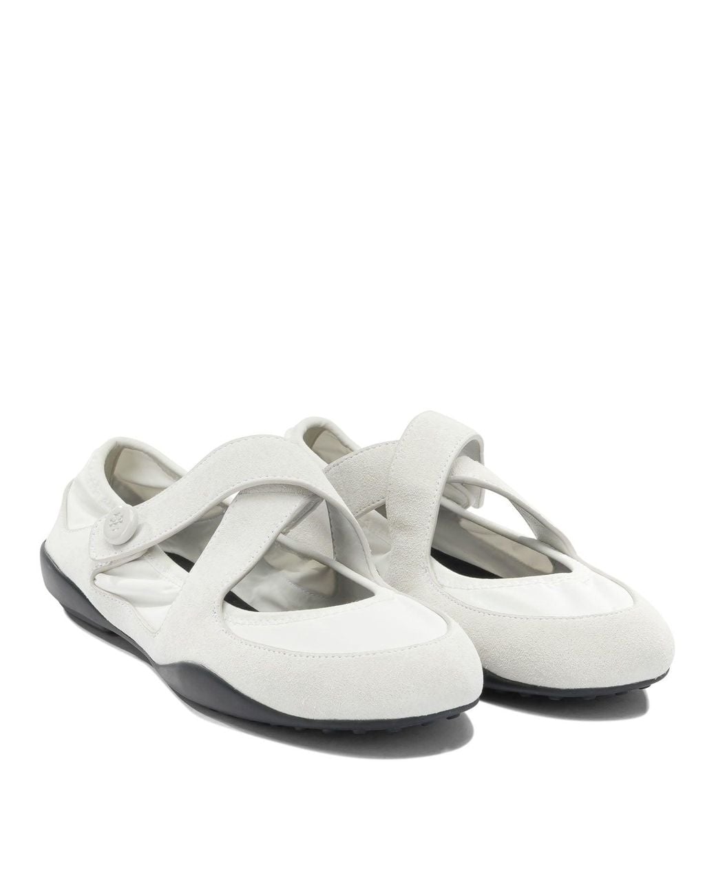 Tory Burch White Bovine Suede Ballerinas