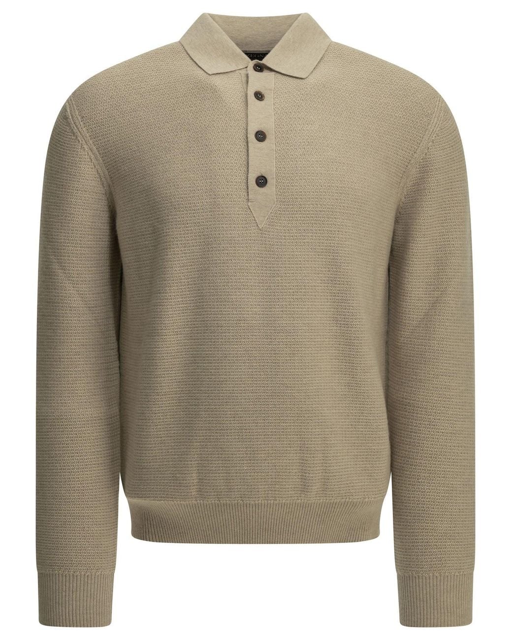 Zegna Natural Cashmere Polo Sweater for men