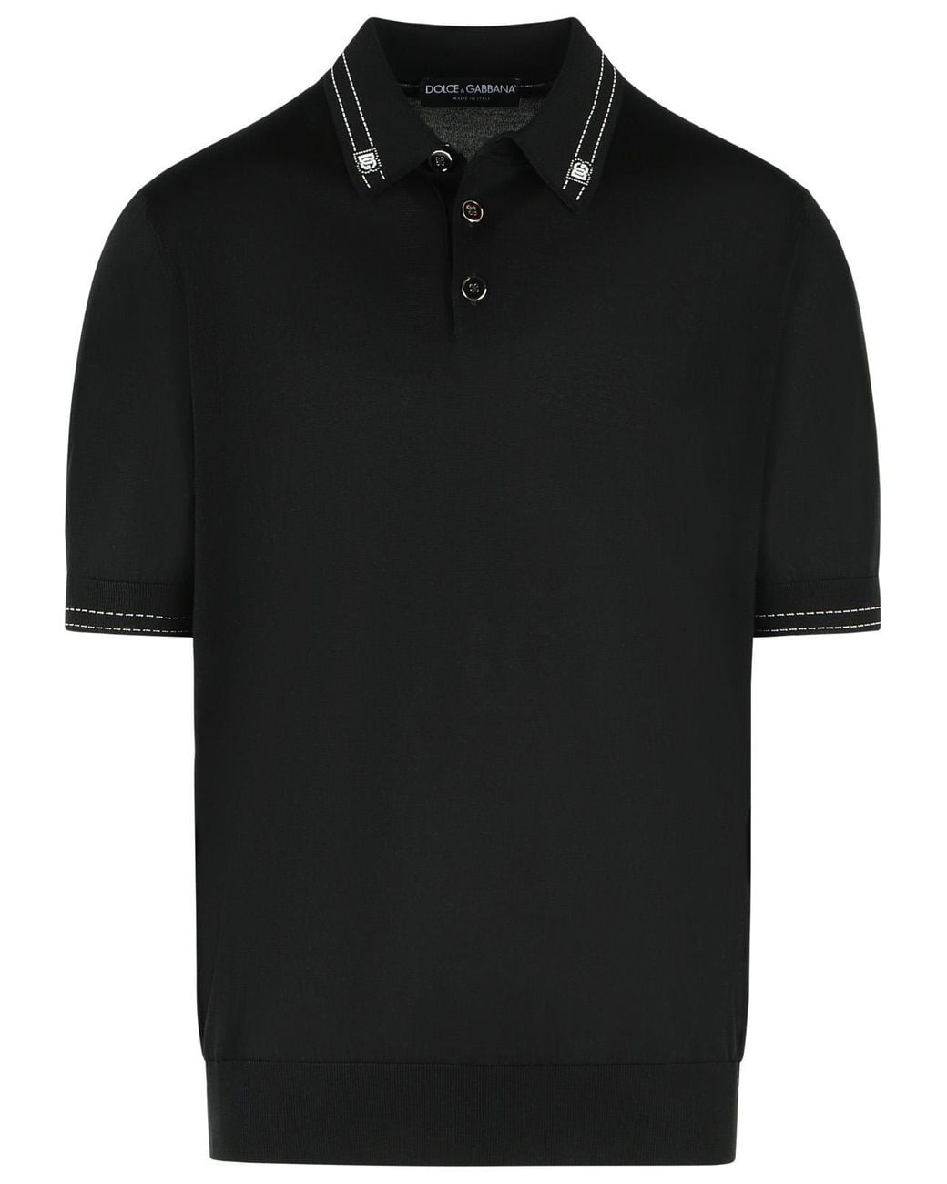 Dolce & Gabbana Black Silk Polo Shirt for men