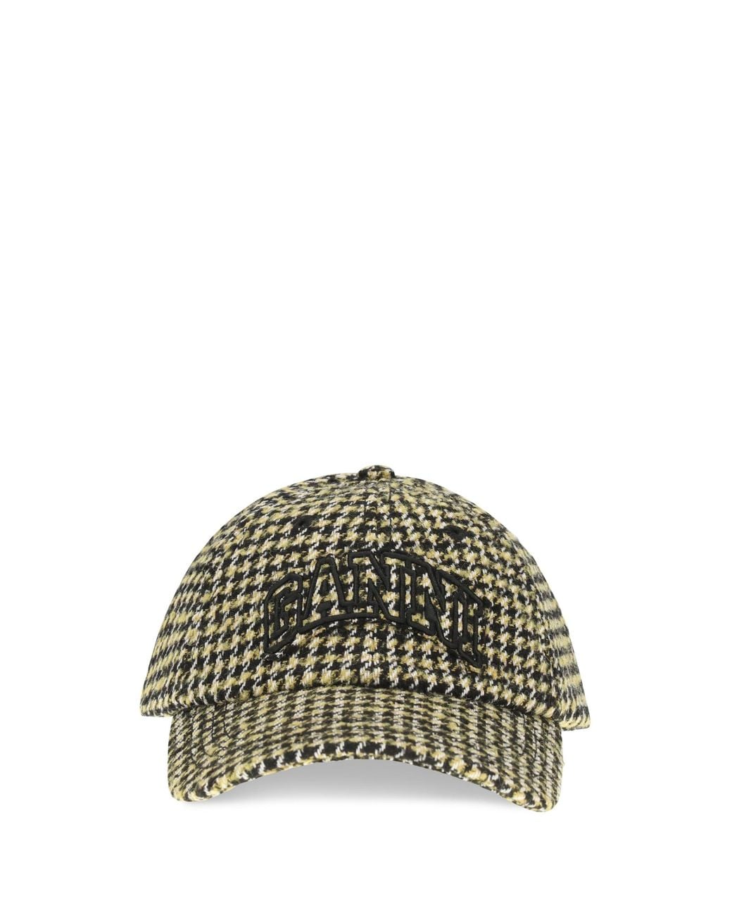 Ganni Yellow Woollen Check Cap