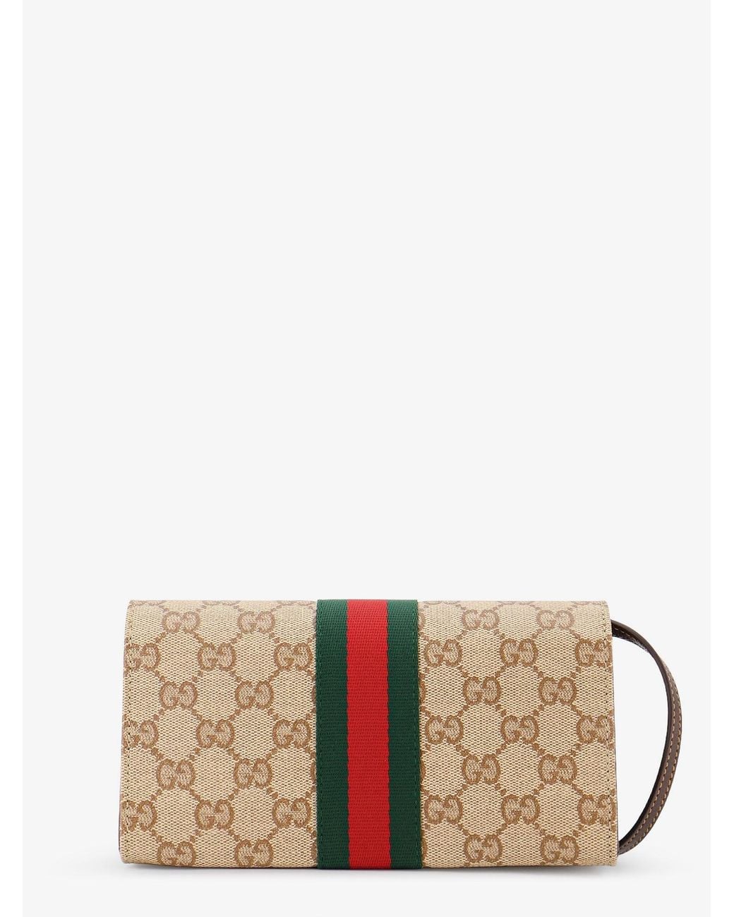 Gucci Natural Gg Fabric Shoulder Bag With Nastro Web Detail