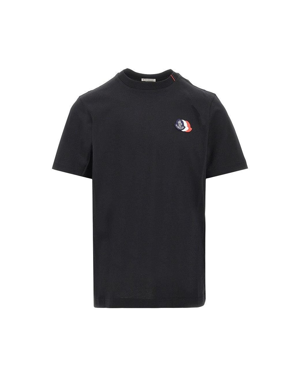 Moncler Black Tricolour Embroidered Logo T-Shirt for men