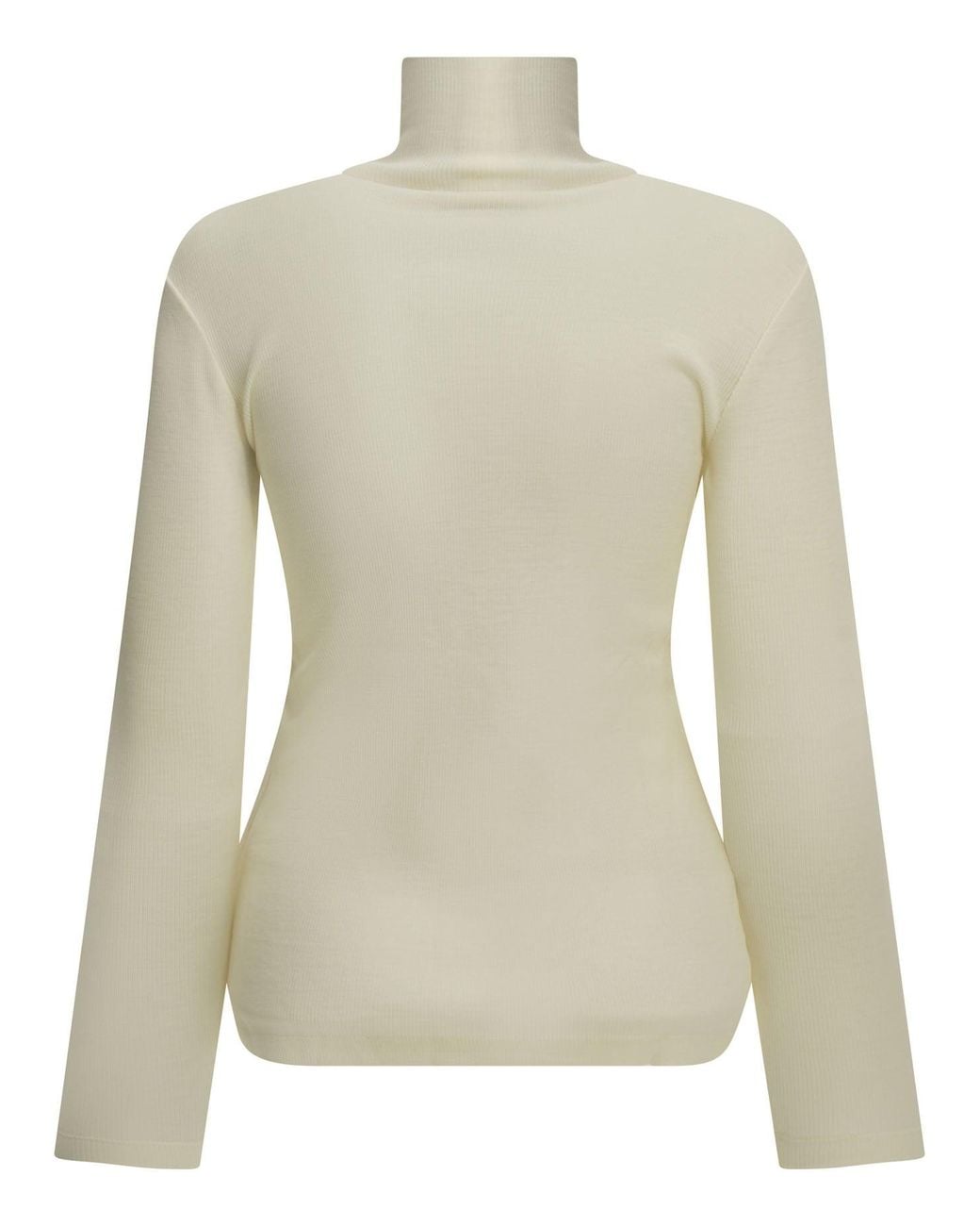 Max Mara White Wool Jersey Turtleneck Sweater