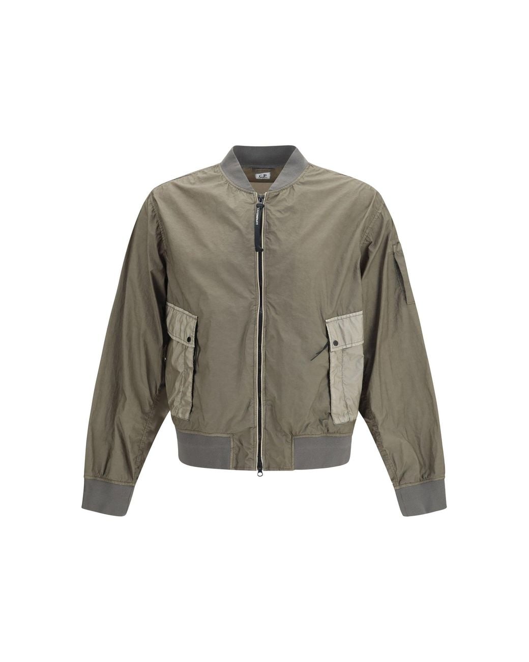C P Company Gray Bi-Tm Mixed Lens Bomber Jacket Gunmetal for men