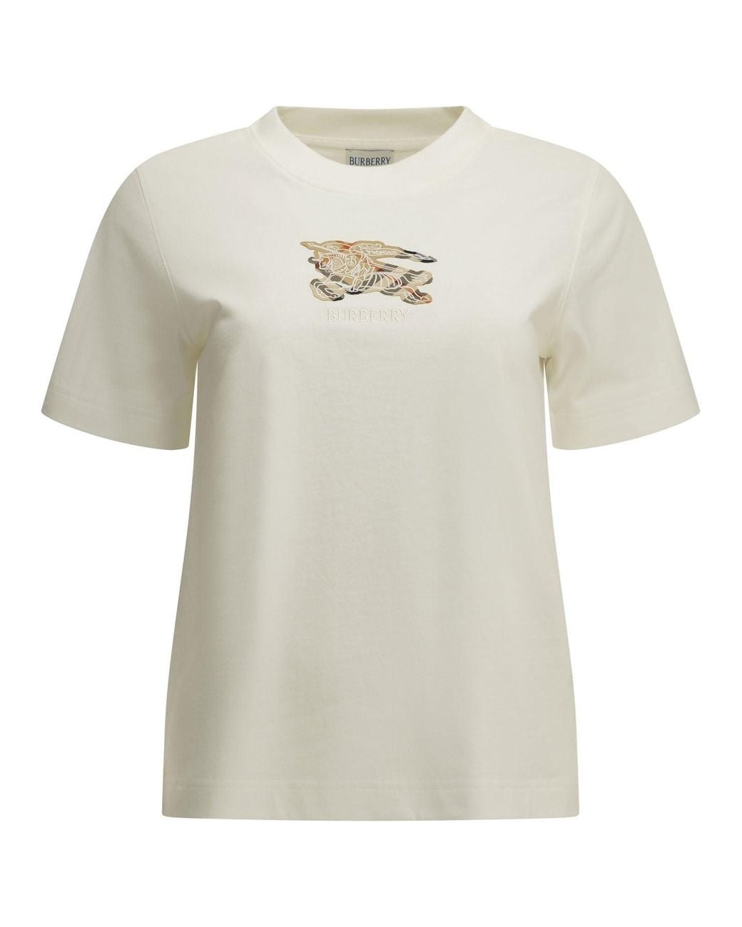 Burberry White Knight Check Crew-Neck T-Shirt