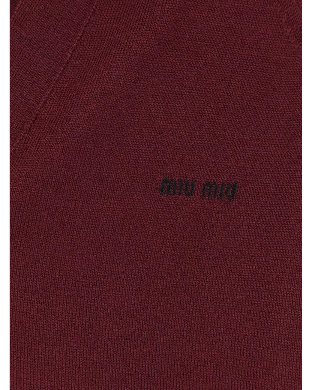 Miu Miu Red Virgin Wool Cardigan