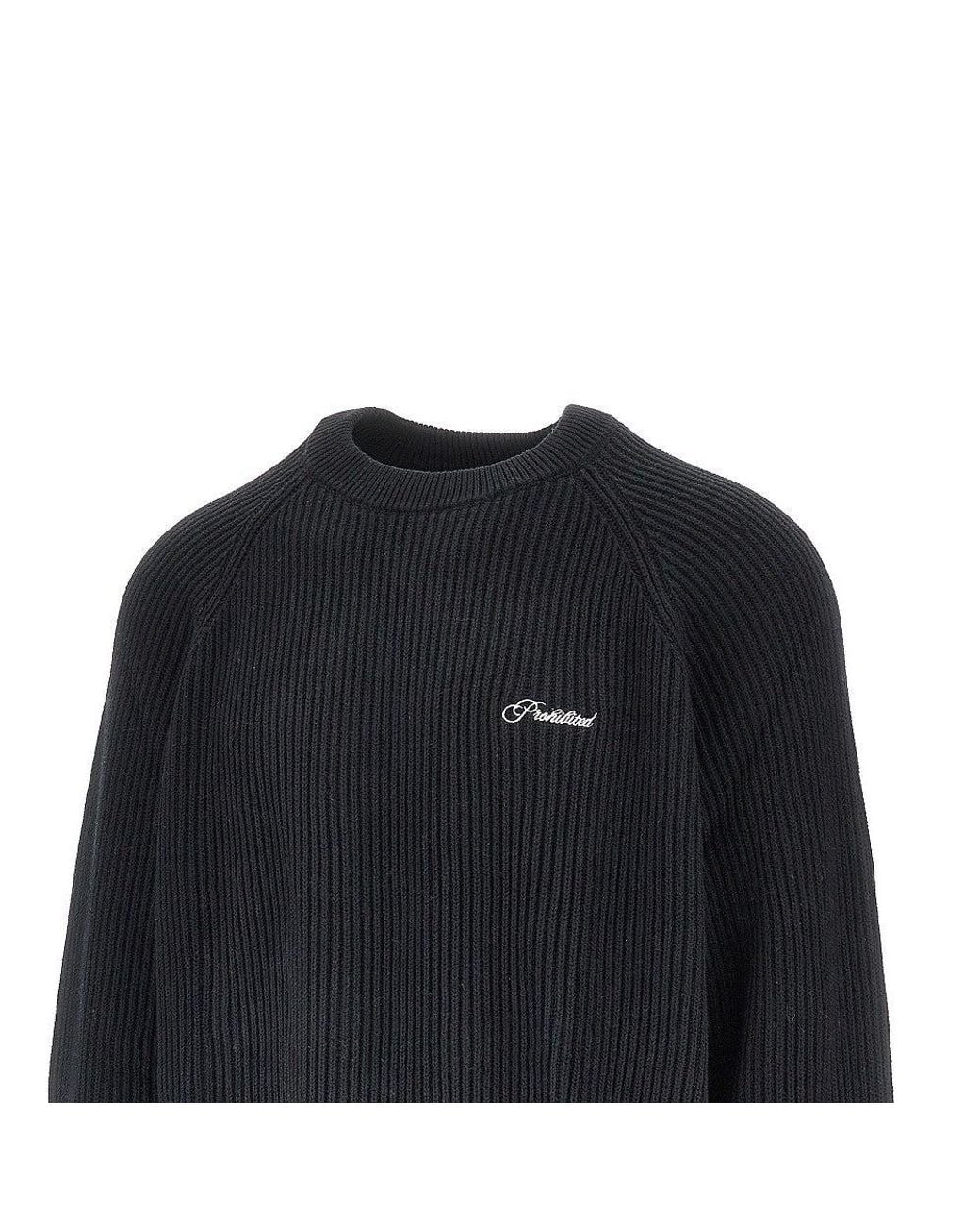 Prohibited Black Campus Crewneck Sweater for men
