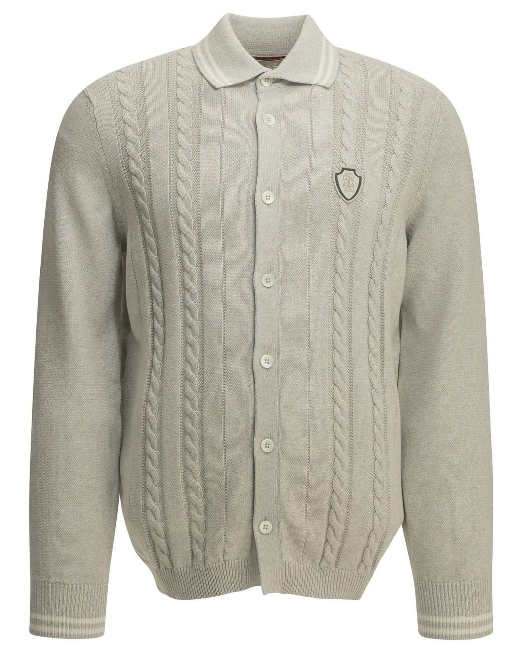 Brunello Cucinelli Gray Cotton Cardigan for men