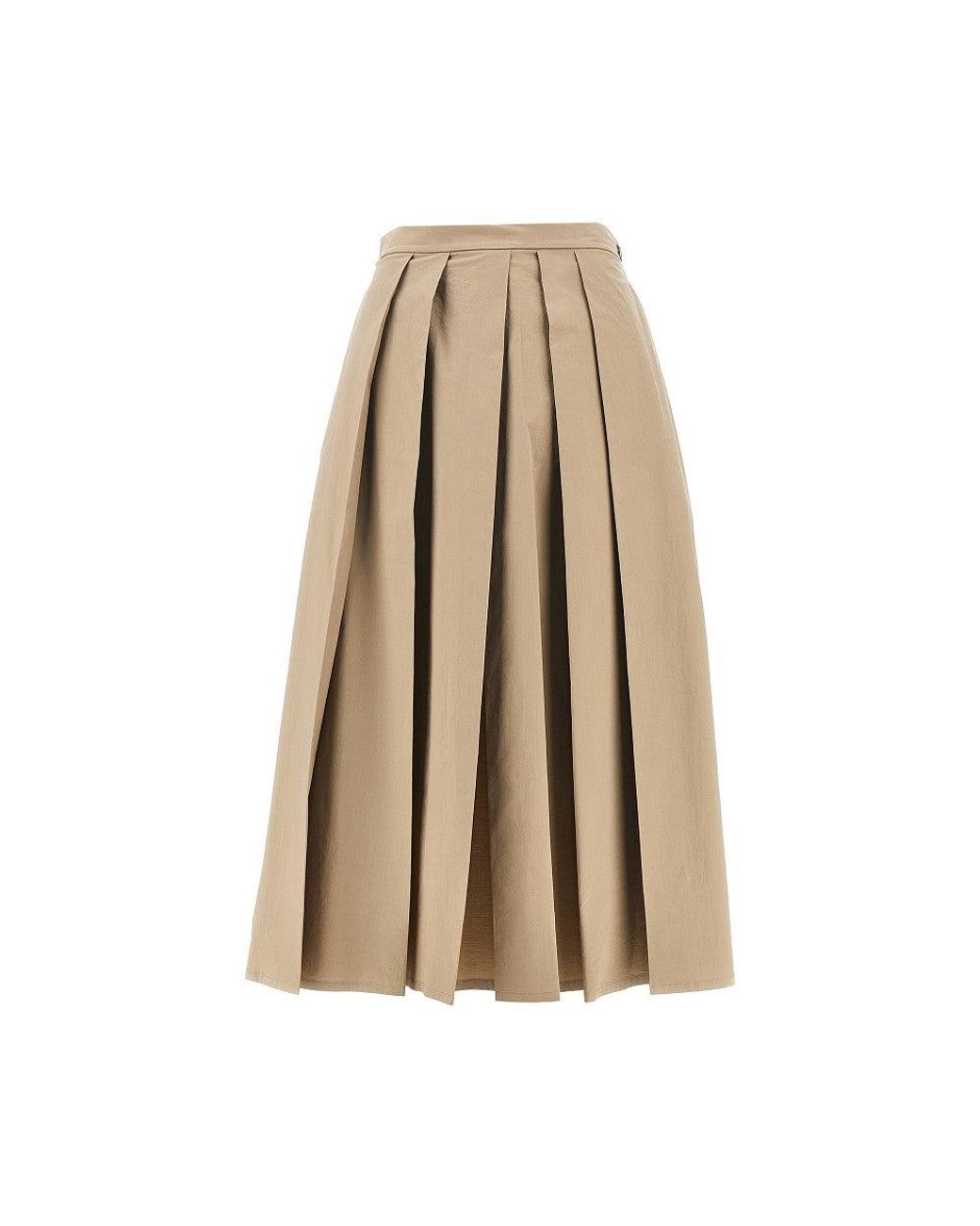 Emporio Armani Natural Stretch Poplin Pleated Midi Skirt