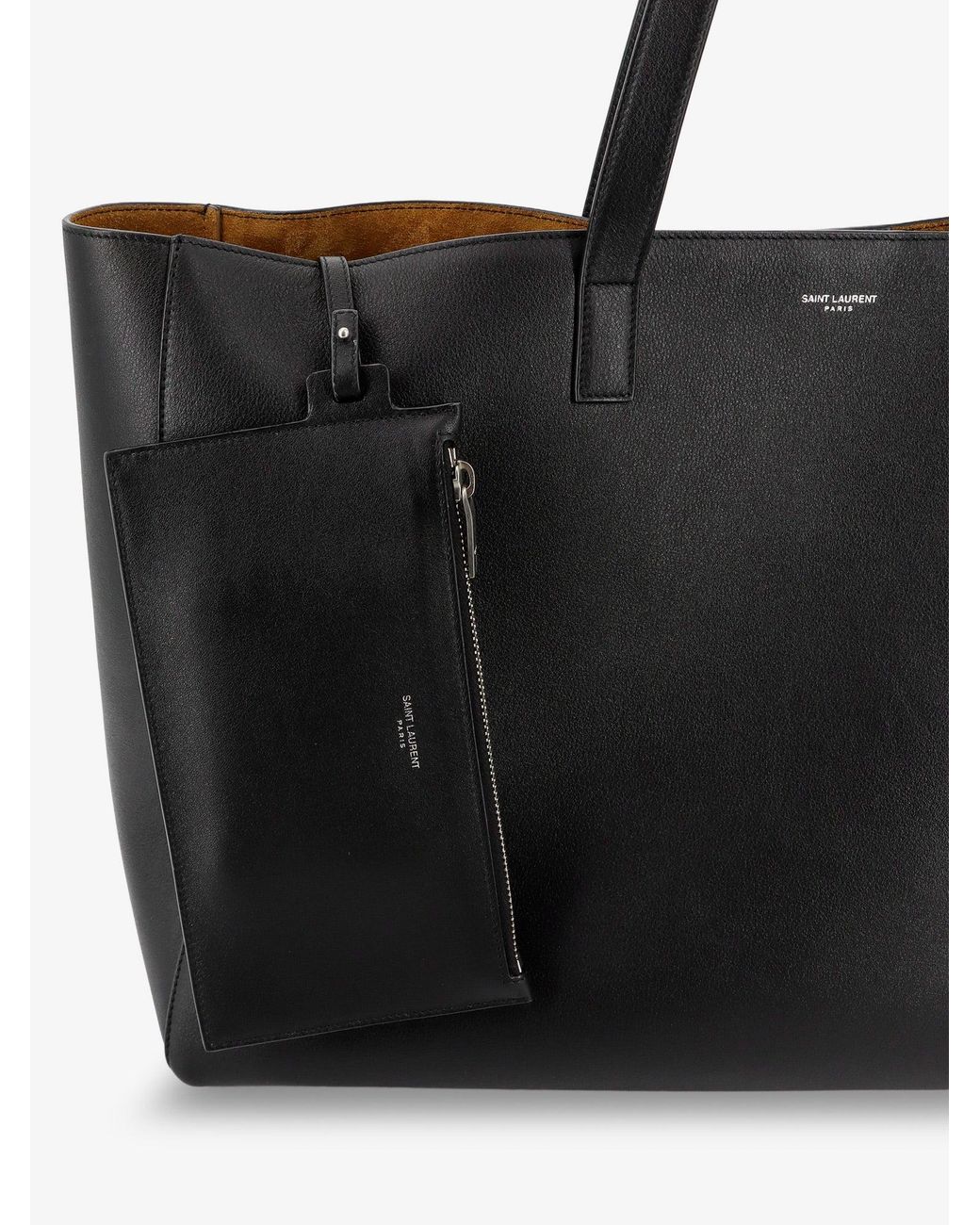 Saint Laurent Black Leather Shopping Bag With Front Logo for men