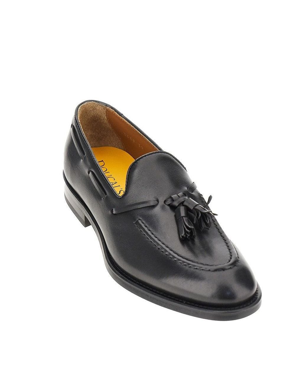 Doucal's Black Nappa Leather Tassel Loafers for men
