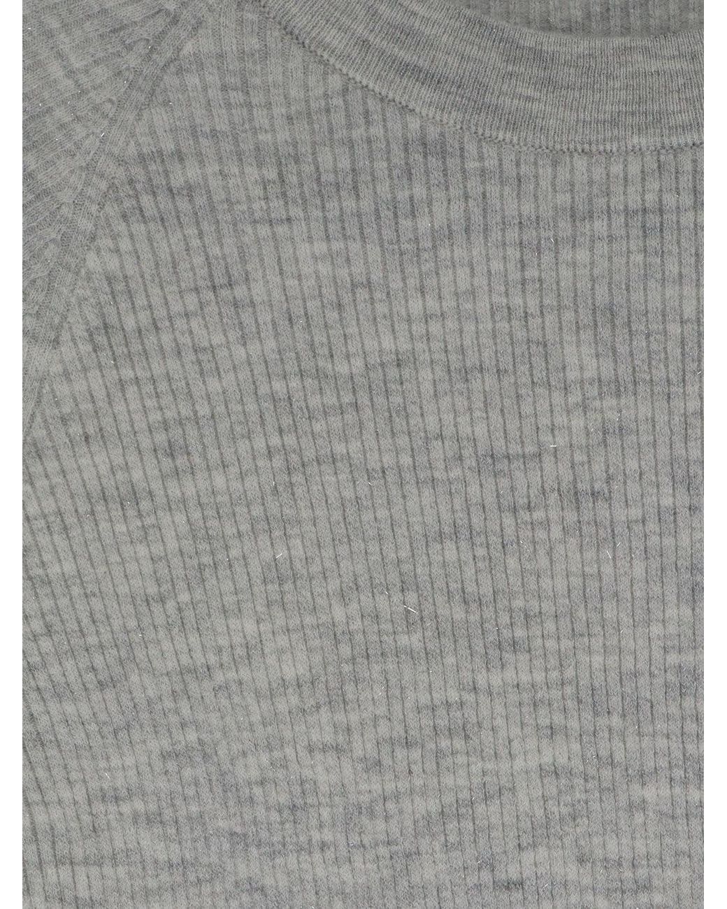 Brunello Cucinelli Gray Cashmere And Viscose Blend Lurex Sweater