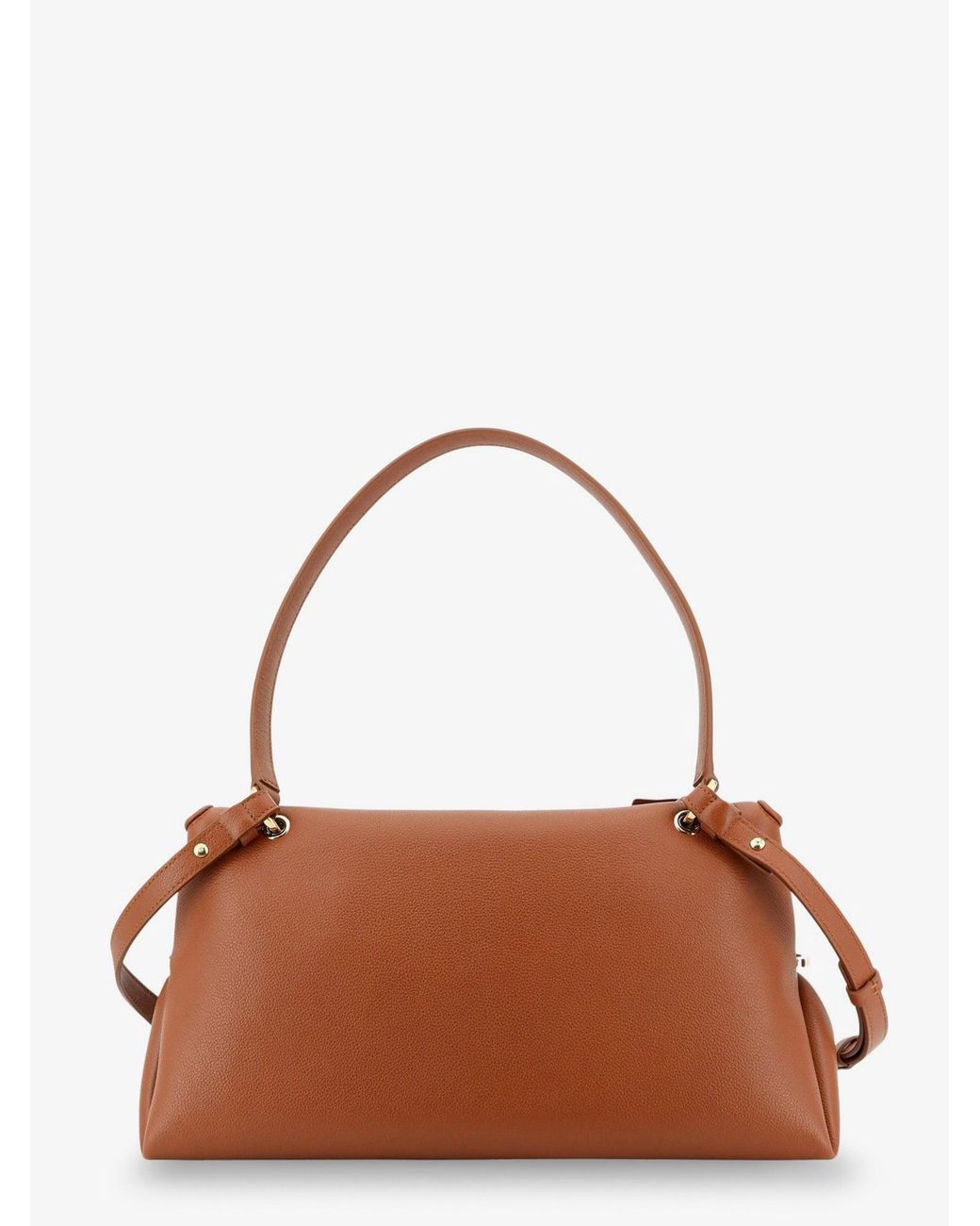 Ferragamo Brown Leather Shoulder Bag With Gancini Detail