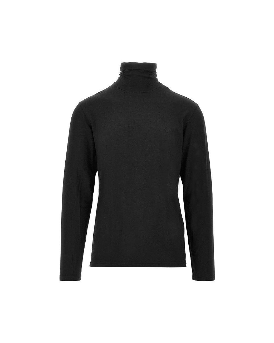 EA BODYWEAR Black Stretch Jersey Turtleneck Top for men