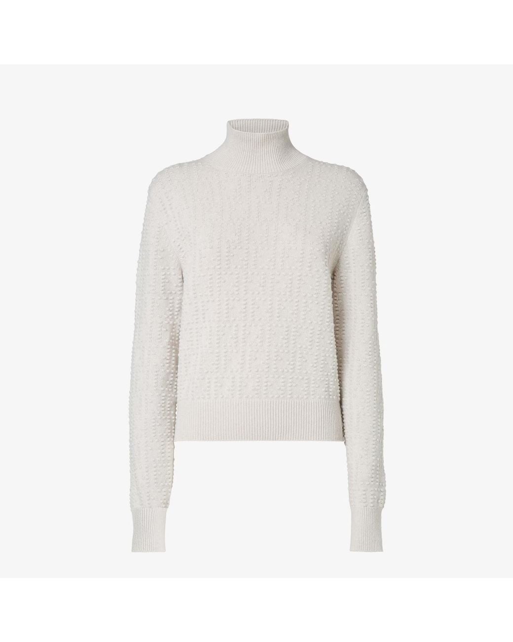 Fendi White Wool And Cashmere Turtleneck Knitwear