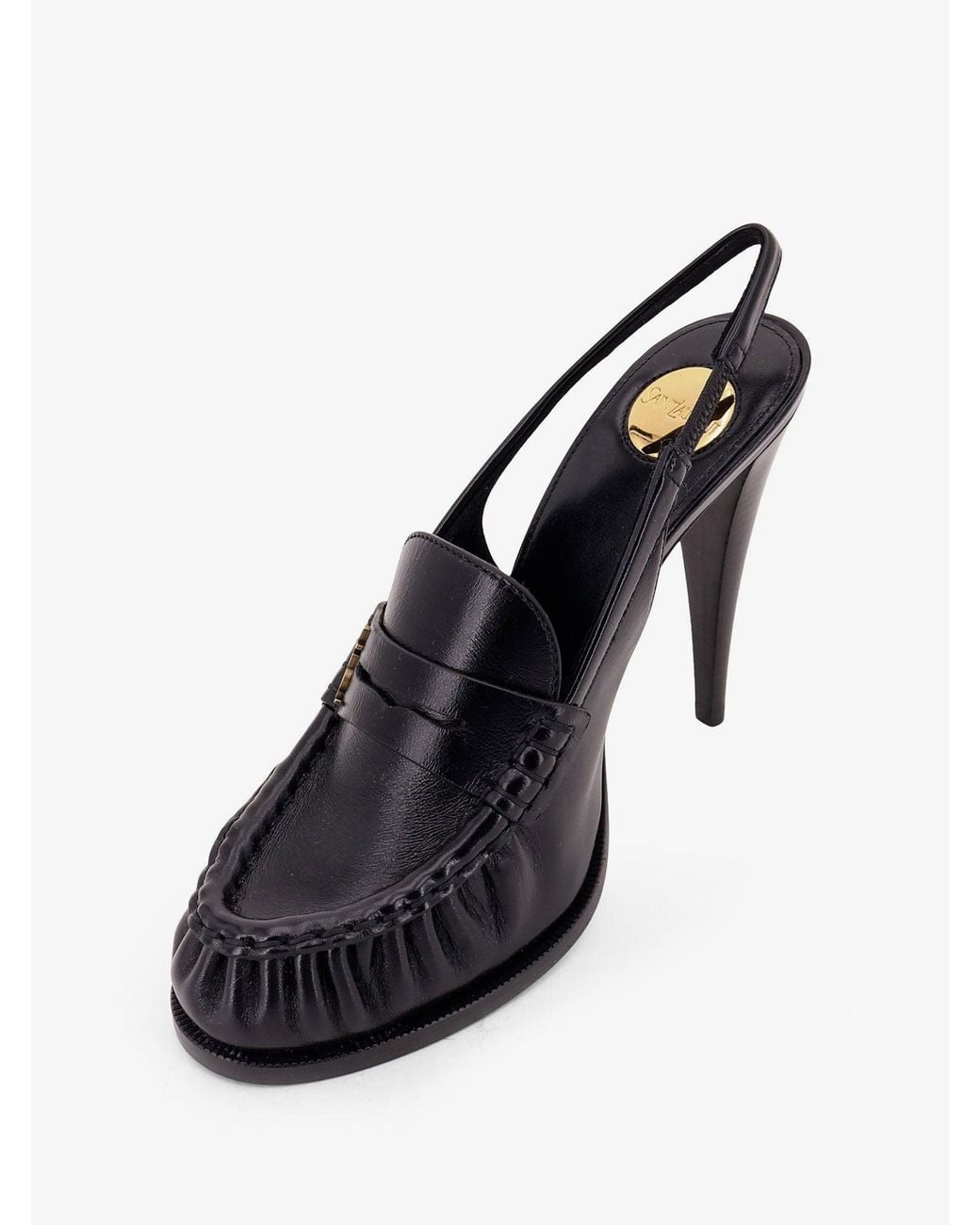 Saint Laurent Black Le Loafer 110 Pumps With Metal Cassandre Logo