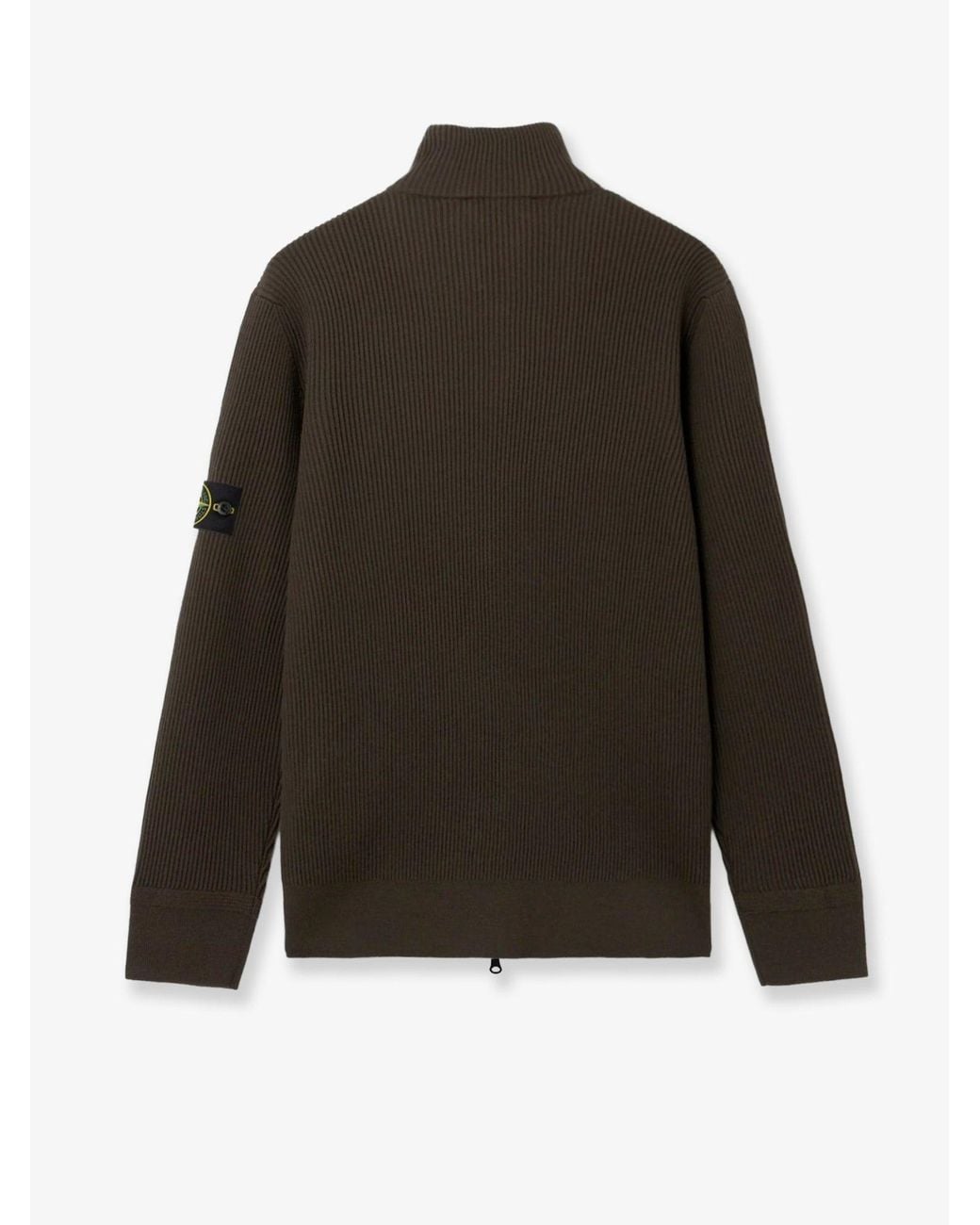 Stone Island Green Virgin Wool Cardigan for men