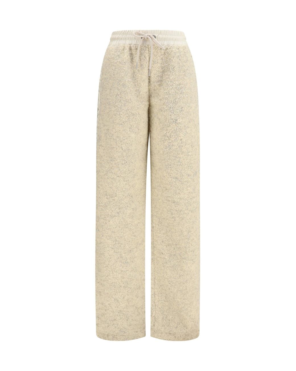 Moncler Natural Teddy-Effect Fleece Sweatpants Open