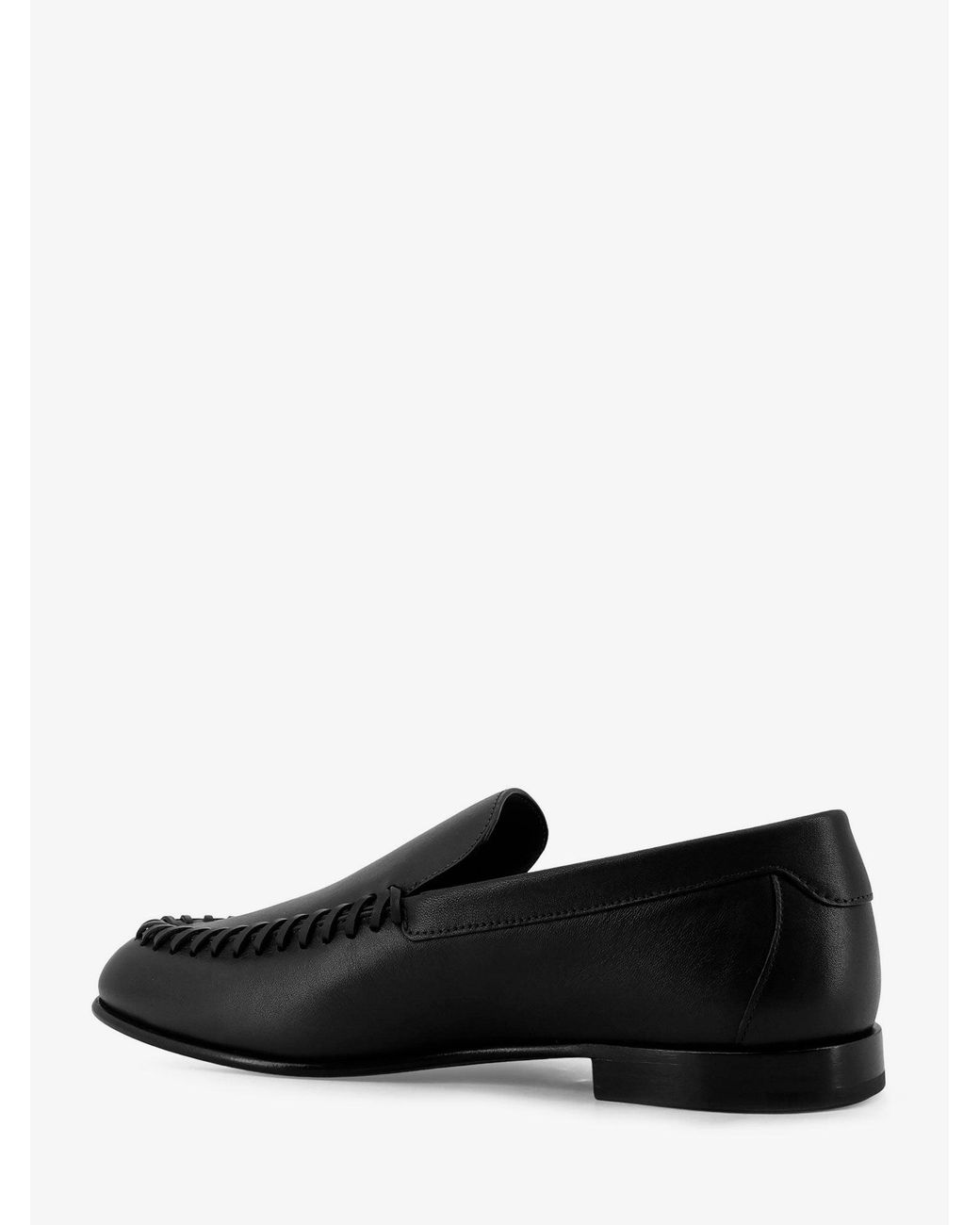 Fendi Black Leather Loafers With Metal Ff Logo for men