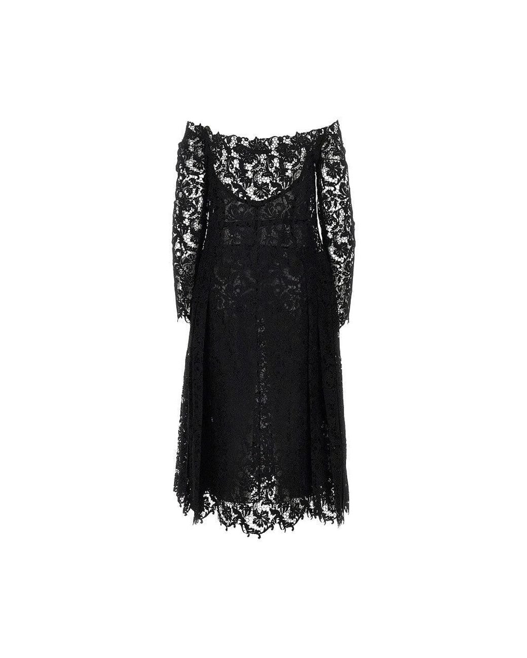 Fendi Black Macramè Lace Midi Dress