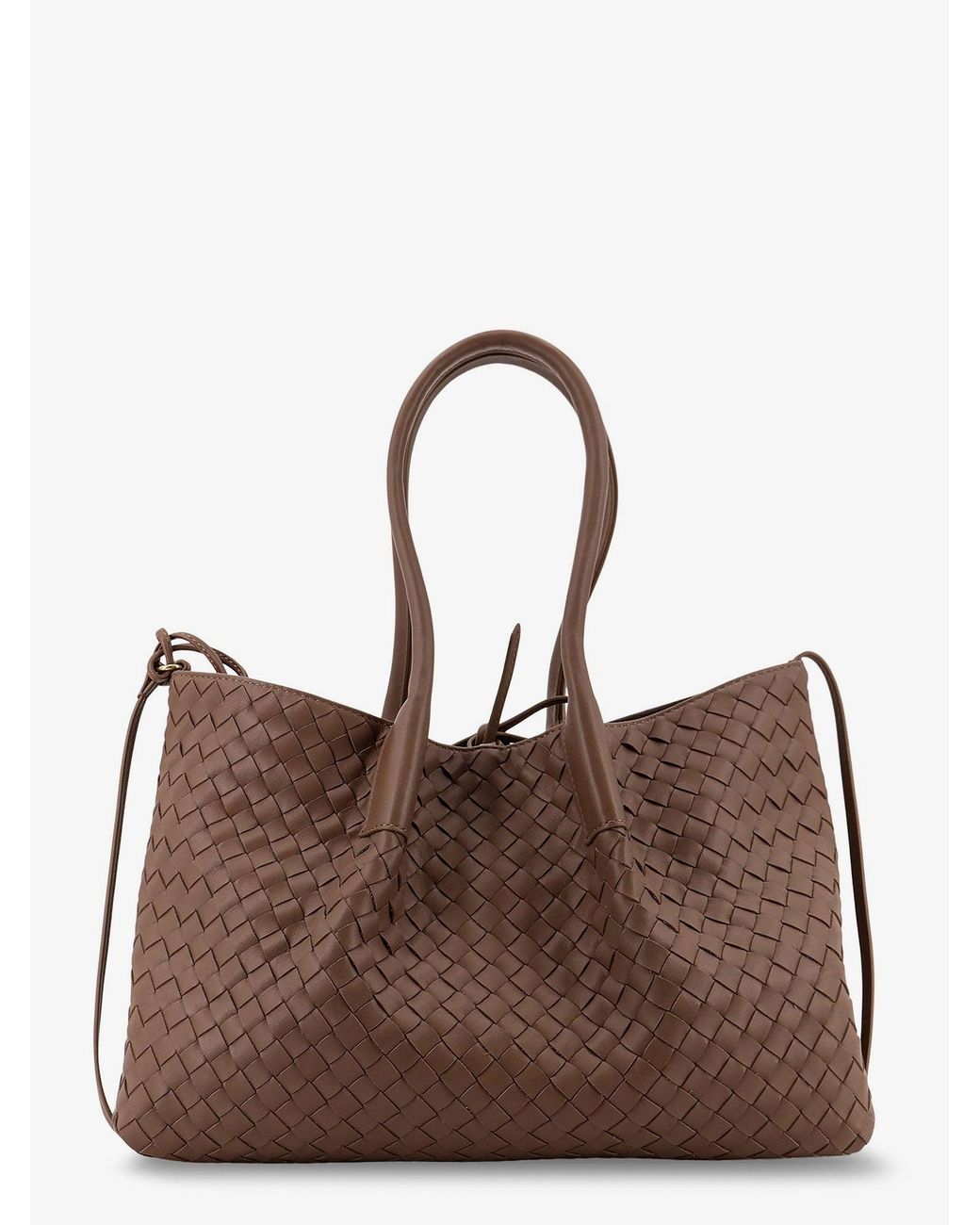 Bottega Veneta Brown Pinacoteca Leather Handbag With Intrecciato Motif
