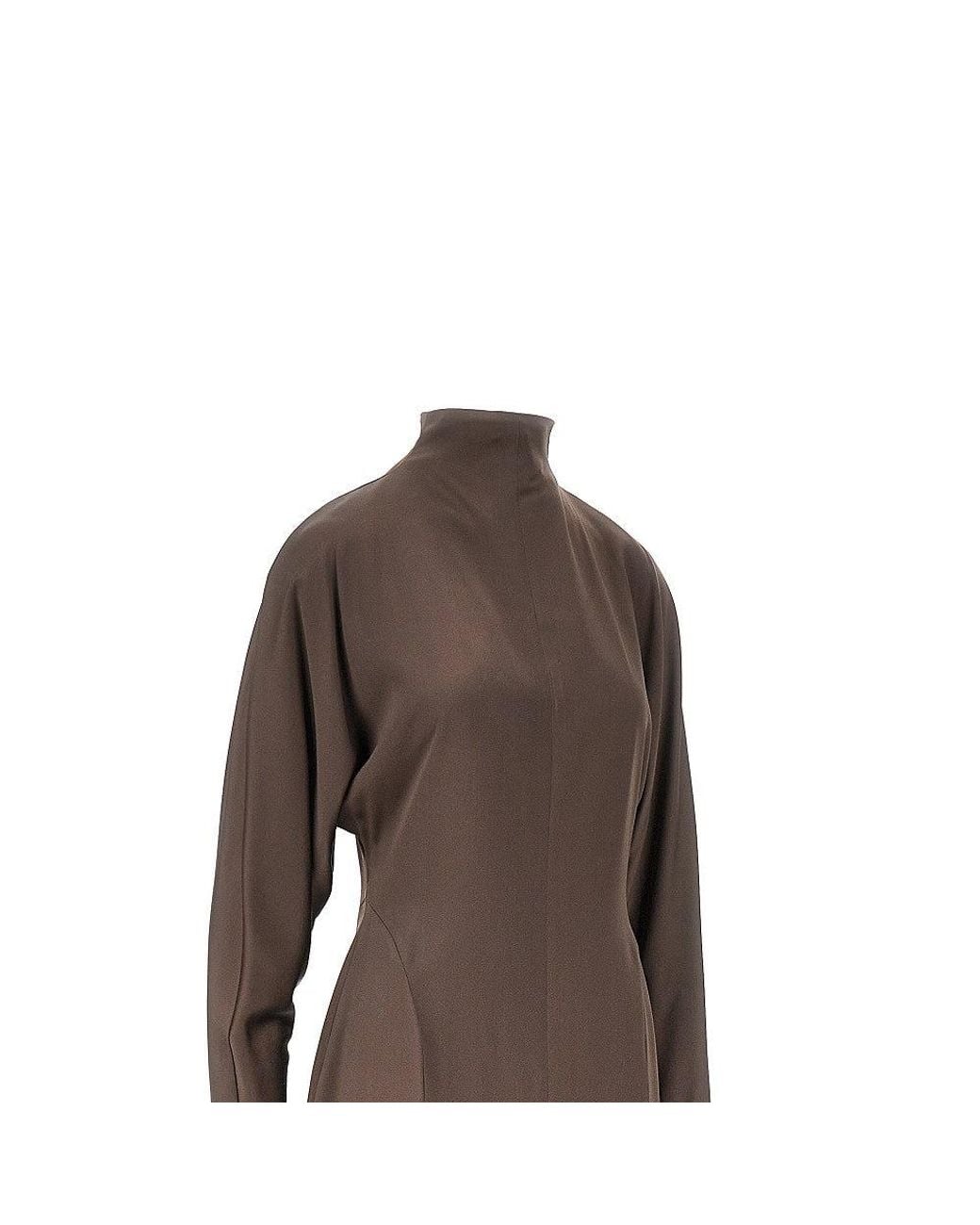 Max Mara Brown Silk Long Dress